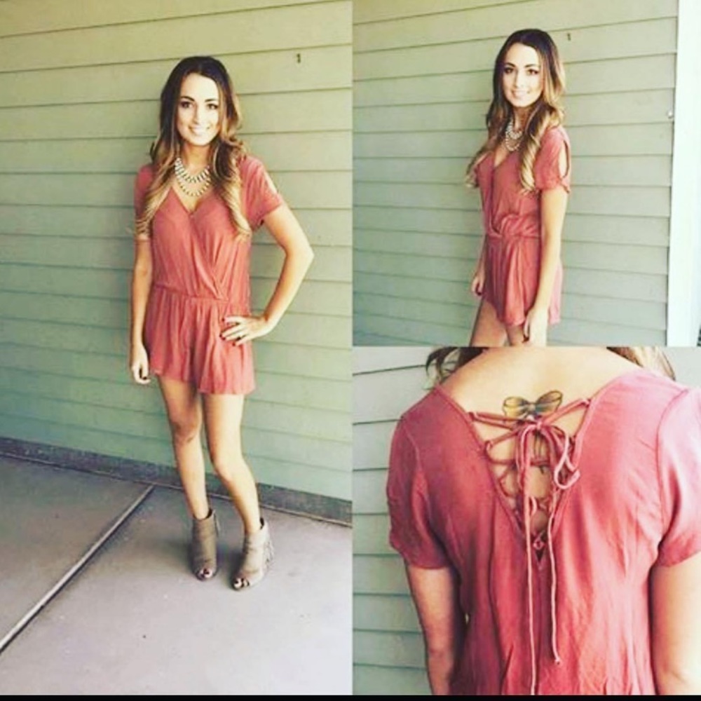 Rust Romper Partially Open Back Medium NWT